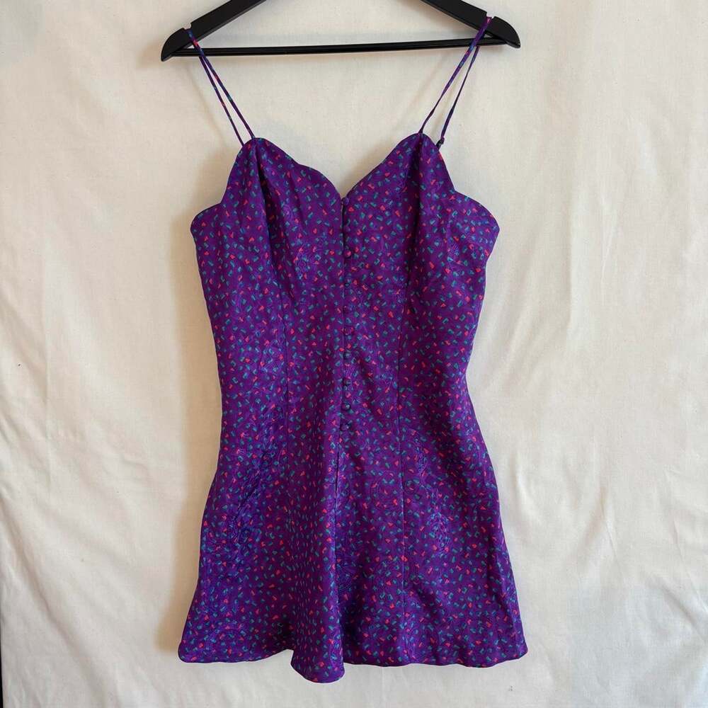 VTG Victoria’s Secret Gold Label Purple 90s Colorful Slip Dress - Size M